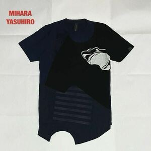 【人気】MIHARAYASUHIRO　ミハラヤスヒロ　ドッキングTシャツ　ユニセックス　クルーネック　個性的　鮫　シャーク　ボーダー柄　61653849