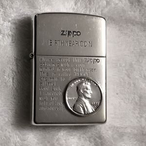 ZIPPO ジッポー ジッポ オイルライター エイブラハム・リンカーンAbraham Lincoln 1セント コイン 硬貨 中古品　2003年製 1972製コイン貼り