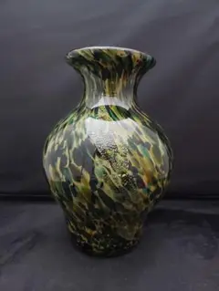 カメイガラス　花瓶　花器　金彩　緑