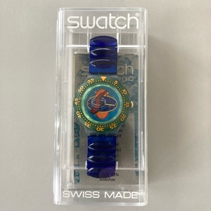 ●SWATCH SCUBA 200 SDN114 1994年 稼働品 メタルテンションベルト 青 腕時計 ビンテージ レア 希少