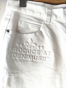 美品　DENIMUS　 パンツホワイト　エンボス加工　ダメージ加工Mサイズ綿99%