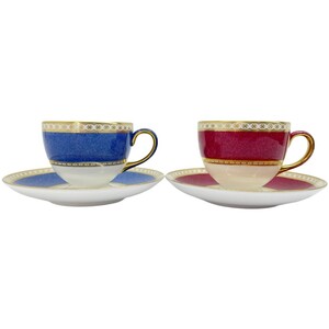 ◆◆ Wedgwood ウェッジウッド カップ&ソーサー ユーランダー パウダールビー パウダーブルー 2客セット やや傷や汚れあり