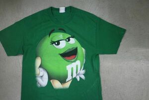 【古着 M&Ms キャラクタープリントTシャツ緑L】企業キャラクタープリント夏物衣料カジュアル大きめサイズ 8379