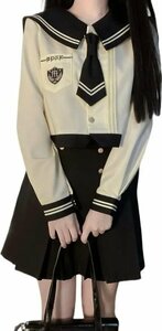 【未使用品】山水集 セーラー服 韓国式 コスプレ 黄色 鈴荷学院 半袖 S