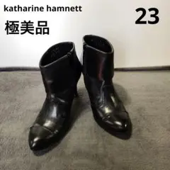 極美品katharine hamnett本革ブーツ　ハイヒール　ブラック