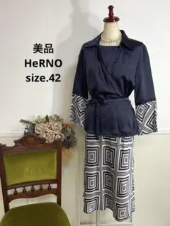 7美品　HeRNO 高級　アンサンブル　スーツ