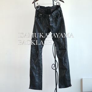 ISAMU KATAYAMA BACKLASH ITALY SHOULDER GARMENT-DYED Leather PANTS イサムカタヤマ バックラッシュ イタリーショルダー レザー パンツ s