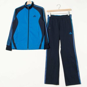 adidas アディダス CLIMALITE ジャージ上下セット トラックジャケット パンツ ウエストゴム＆紐 スポーツ トレーニング 青 ブルー S メンズ