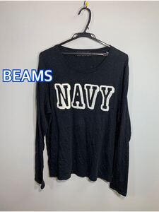 BEAMS ビームスNAVY 海軍　フェルトプリントロングスリーブ:L☆BT-7