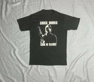 80s USA製 チャック ノリス Code of Silence Tシャツ L ビンテージ シングルステッチ Anvil 黒タグ 両面プリント 映画 野獣捜査線