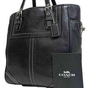 1円～【入手困難品】定価10万円 コーチ COACH トートバッグ ビジネスバッグ ブリーフケース A4 2way レザー メンズ レディース ブラック 