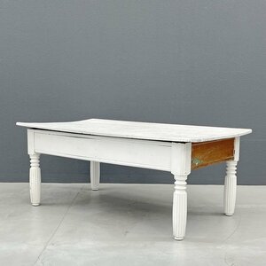 〓 フランスビンテージ シャビーシック ホワイト ペインテッド センターテーブル French vintage centertable