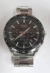 ■□83170 SEIKO セイコー WIRED ワイアード デイト クロノグラフ メンズ 腕時計 VK63-K006 クォーツ 不動 黒文字盤 ベルト純正□■