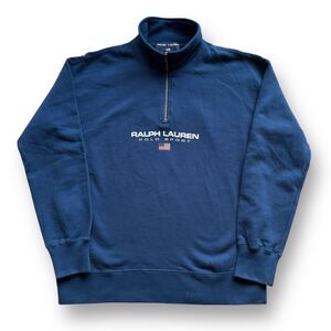 90s 古着 POLO SPORT ラルフローレン ポロスポーツ ハーフジップ アノラックジャケット ハーフzip ロゴ　スウェット　Mサイズ