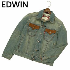 EDWIN エドウィン 46285 USED加工★ ウエスタン デニム ジャケット Gジャン Sz.M　メンズ　A4T08743_7#O