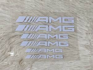 メルセデスベンツAMG ボディホイールブレーキキャリパー等耐熱 デカール ステッカー 　白ストレートタイプ