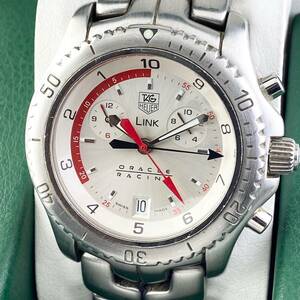 【1円箱付】TAG HEUER タグ ホイヤー 腕時計 メンズ LINK リンク クロノグラフ CT1118 オラクルレーシング シルバー文字盤 デイト 可動品