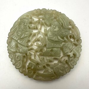 q1345 ヴィンテージ 時代物 中国美術 唐物 古い 彫刻 翡翠 ヒスイ 中国
