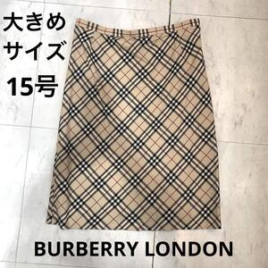 美品★BURBERRY LONDON チェック　スカート 15号　ひざ丈　ウール