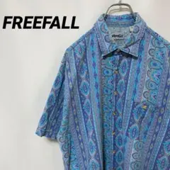 FREEFALL 総柄シャツ ペイズリー柄 USA製 半袖 コットン L メンズ