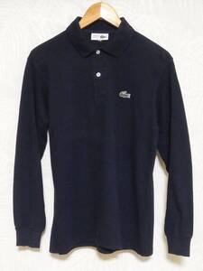 ラコステ 文字ワニ L1312 鹿の子 長袖ポロシャツ サイズ3 ネイビー CHEMISE LACOSTE