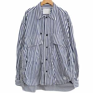 サカイ sacai × トーマスメイソン Thomas Mason 23SS Cotton Poplin Shirt コットンポプリン ストライプ シャツ ブルー 2 23-03038M