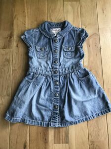 中古 baby gap 女の子 ベビー 半袖 デニム ワンピース 90センチ