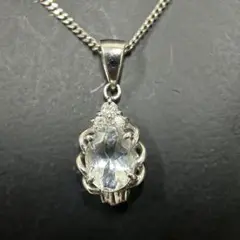 プラチナ pt850 アクアマリン1.32ct ダイヤモンド ネックレス5.1g