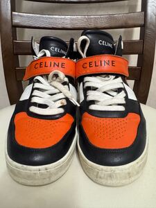 セリーヌ ベルクロストラップ スニーカー 41CELINE オレンジxホワイトブラック