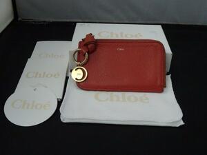 BFQ25★クロエ/CHLOE アルファベット フラグメントケース コインケース カードケース 財布 ゴールド金具 オレンジ 箱 保存袋 保証書