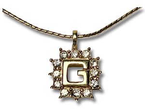 GIVENCHY ジバンシィ Gモチーフ ラインストーン ネックレス オメガチェーン ゴールド アクセサリー