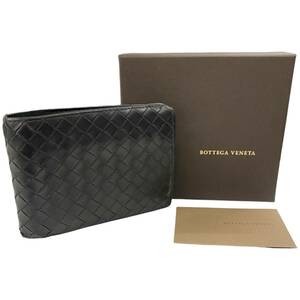 BOTTEGA VENETA ボッテガヴェネタ イントレチャート レザー 二つ折り 財布 ウォレット 小銭入れ 札入れ ブラック