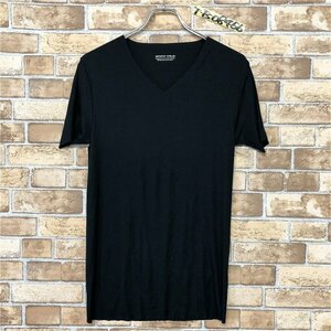 BODY WILD メンズ カットオフ Vネック 半袖Tシャツ L 黒