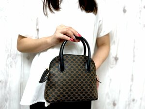 極美品 CELINE セリーヌ マカダム柄 ミニバッグ ハンドバッグ バッグ PVC×レザー 黒系 75307