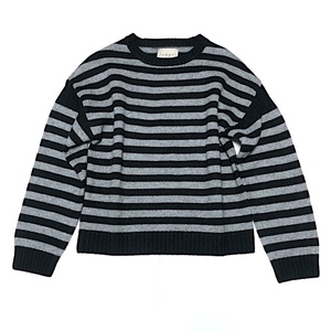 二点以上で送料無料！ 2A6【極美品】Jumper 1234 ウール×カシミア 長袖 オーバーサイズ セーター ボーダー M-L グレー ブラック 黒 秋冬