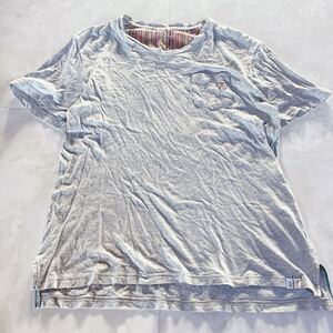 paul smith ポールスミス 半袖Tシャツ トップス Tシャツ グレー メンズ Mサイズ ワンポイント刺繍 Ｙ