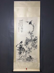 ◆古寳堂◆中国書画『明代画家八大山人・花鳥画・四尺中堂画・宣紙』肉筆紙本・掛け軸・書画立軸・中国美術・コレクター必見