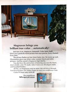 Magnavox テレビ 広告 1960年代 欧米 雑誌広告 ビンテージ ポスター風 インテリア LIFE アメリカ USA