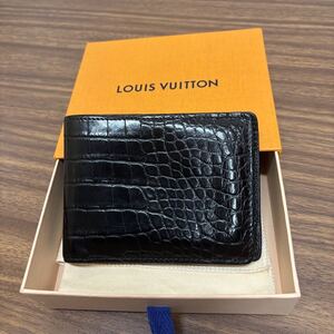 ◎【美品】 LOUIS VUITTON ルイヴィトン ポルトフォイユ ミュルティプル 二つ折り財布 クロコ マットブラック 箱 