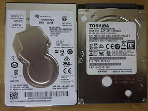 ■エラーなし■ ２個　[2.5インチ　SATA　500G　7mm]　SEAGATE　ST500LM030 / 東芝　MQ01ABF050