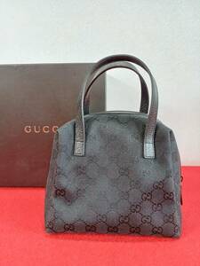 13913-02★極美品★GUCCI/グッチ GG柄 ハンドバッグ ミニバッグ ブラック GGキャンバス★