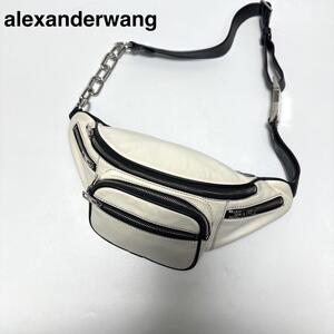 f82【極美品】アレキサンダーワン　alexanderwang　ファニーパック　レザー　白　ホワイト　ボディバッグ　ウエストポート　ショルダー