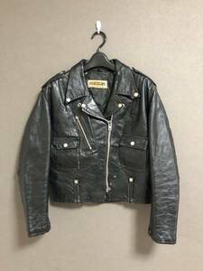 激レア HARLEY DAVIDSON 60s ダブル レザー ライダース ジャケット ハーレーダビッドソン ブラック