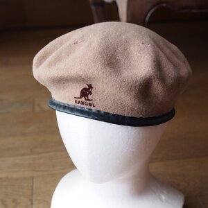 Kangol カンゴール　英国製　フエルト ベレー帽　カーキ キャメル　**難有**　　イギリス製 ウール100%