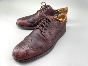 COLE HAAN コールハーンC21135 10M≒27.5cm レザースニーカー レザーシューズ ビジネスシューズ ウイングチップ メダリオン 赤茶 本革