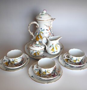 マイセン　柿右衛門様式　竹虎紋色絵コーヒーセット　一級品　美品 Meissen Kakiemon Yellow Tiger Coffee Set Top Condition