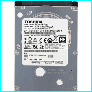 TOSHIBA MQ01ABF050 富士通 P/N CP712874-01 2.5インチ 7mm SATA600 500GB 507回 5925時間