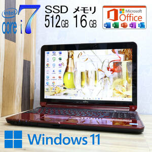 ★美品 最上級4コアi7！新品SSD512GB メモリ16GB★AH77/G Core i7-2670QM Webカメラ Win11 MS Office2019 Home&Business ノートPC★P71771