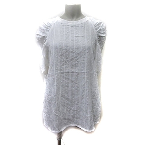 グローブ grove チュニック シャツ ブラウス パワースリーブ 五分袖 刺繍 3L 白 ホワイト /YI レディース