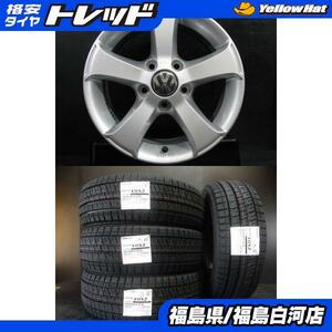 冬組 新品 冬タイヤ 195/65R15 91Q ブリヂストン ブリザック VRX2 23年製 ＆ 中古 ゴルフ純正 6.5J-15 5/112 +50 VW ゴルフ 等に 白河